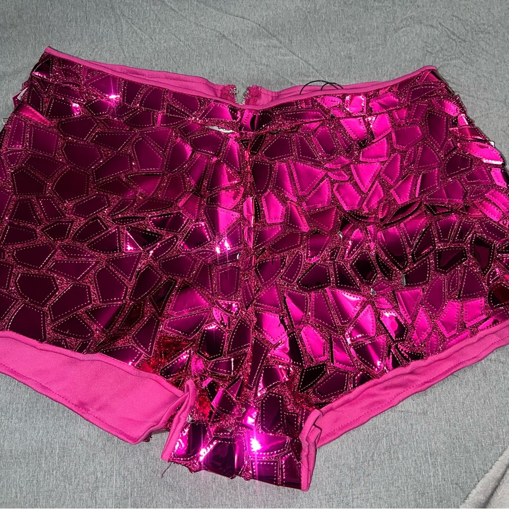 Fashion Nova Shiny Pink High Waist Shorts
